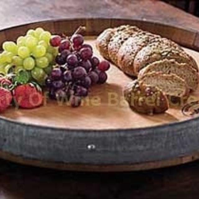 Wine Barrel Head Lazy Susan With Band Solid oak from a Napa Valley Winery
