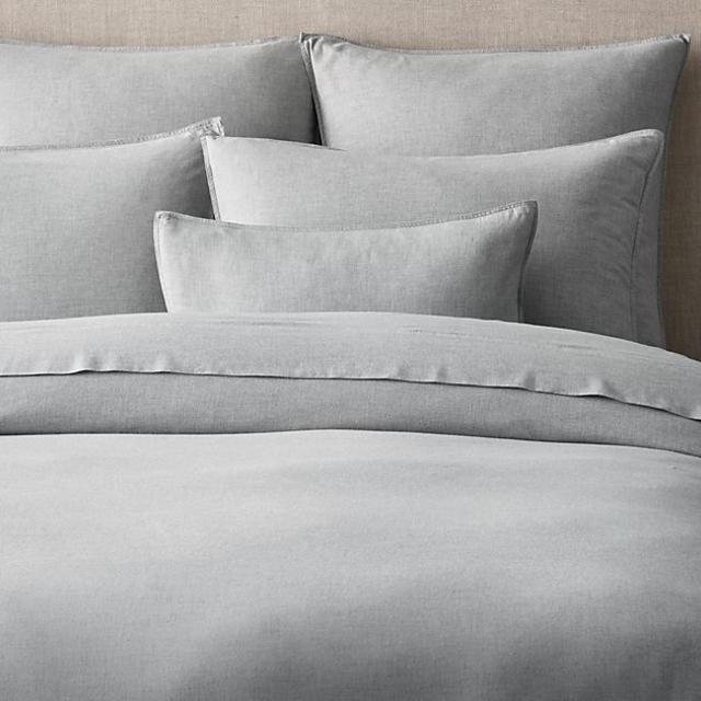 Heathered Cotton-Cashmere Duvet Cover, Full/Queen, Heathered Grey
