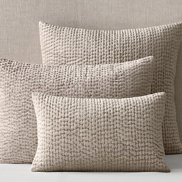 Velvet Pick Stitch Sham, King, Champagne