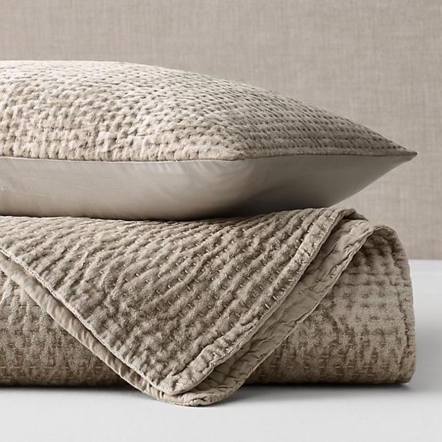 Velvet Pick Stitch Quilt, Full/Queen, Champagne