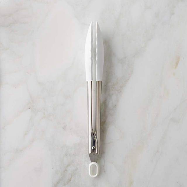 Williams-Sonoma Stainless-Steel Silicone Tongs, 9", White