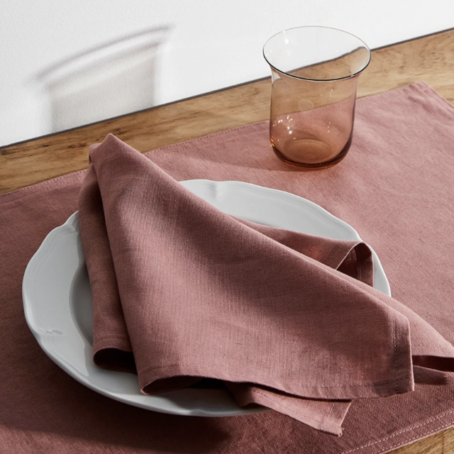 Pink Clay 100% French Flax Linen Napkins (Set of Four)
