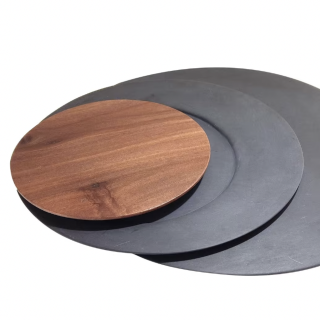 Lune #1 Set of 3 Slate and Walnut Plates by Roberto Monte