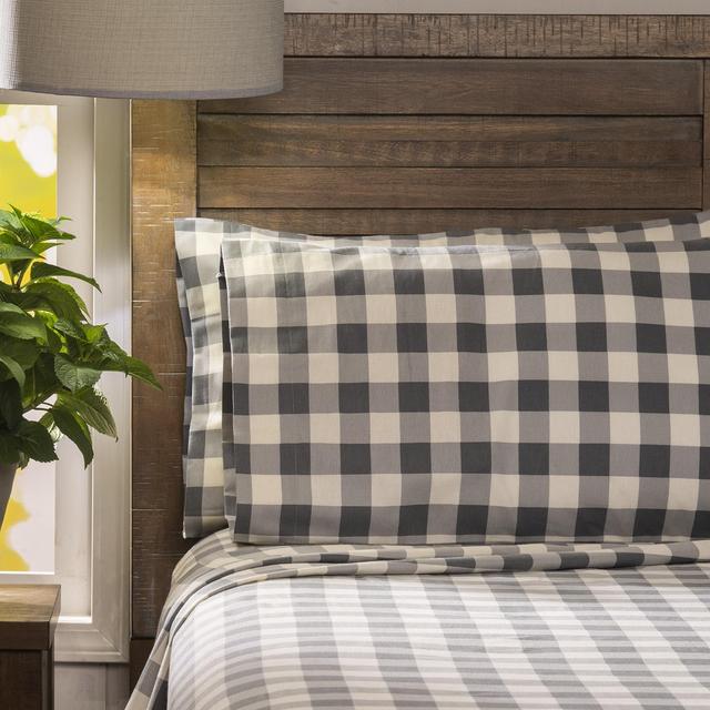 Mainstays Flannel Sheet Set Grey Buffalo Queen