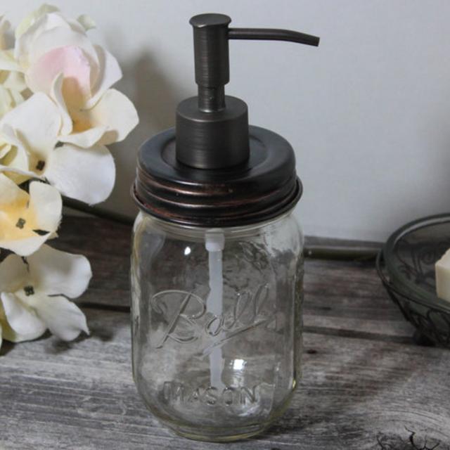 Mason Jar Soap Dispenser - Oil Rubbed Bronze Narrow Pump