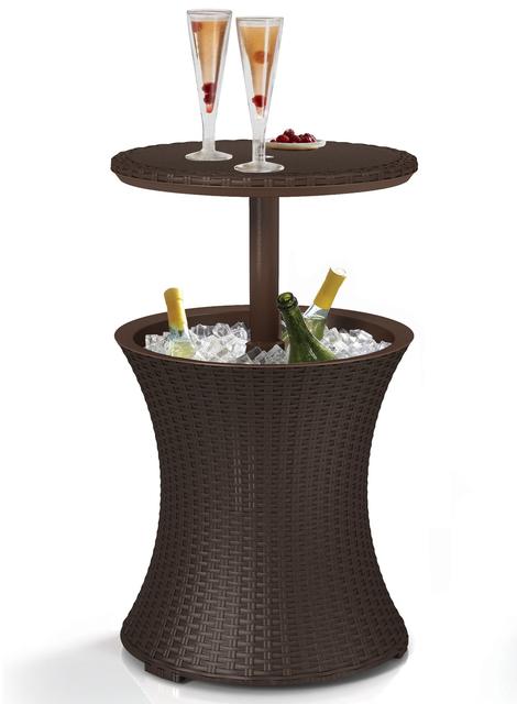 Keter Rattan Outdoor Patio Deck Pool Cool Bar Ice Cooler Table Furniture, Brown