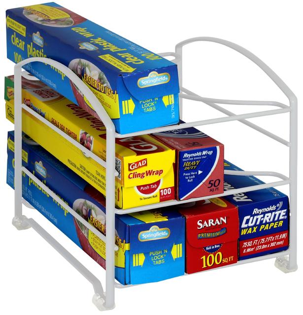 DecoBros Kitchen Wrap Organizer Rack,White (Small / Standard, 2-1/2" BOX)