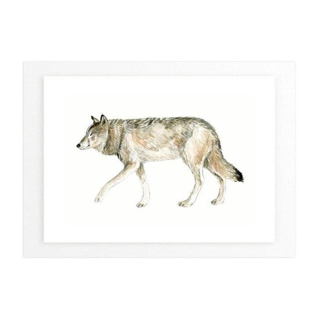 "Wolf Watercolour Study" 7x5 with White Wood Frame
