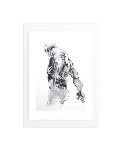 "Drawing 369 - Standing Man" 18x24 Sketch and White Wood Frame Frame