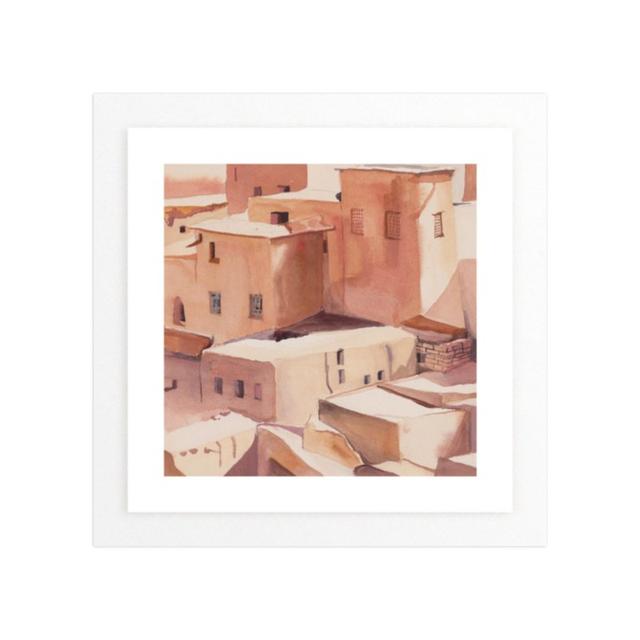 "Morocco" 11x11 Painting with White Wood Frame