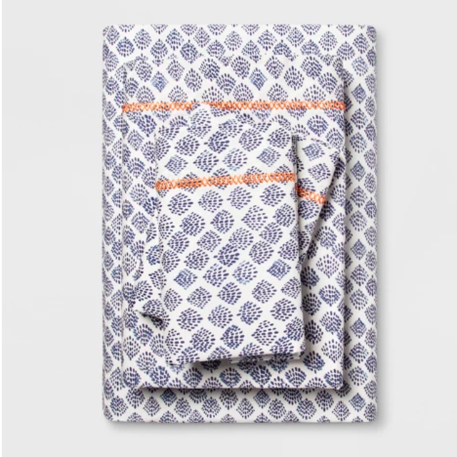 Printed Cotton Percale Sheet Set - Opalhouse™ in Indigo Queen