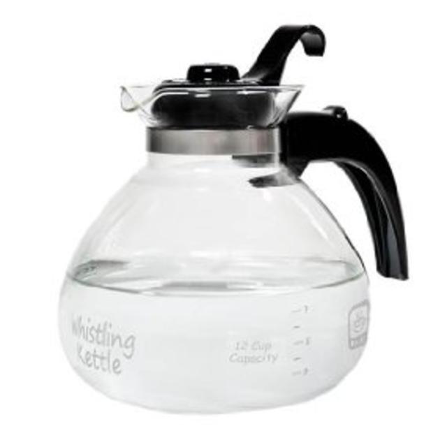 Medelco  12-Cup Glass Stovetop Whistling Kettle