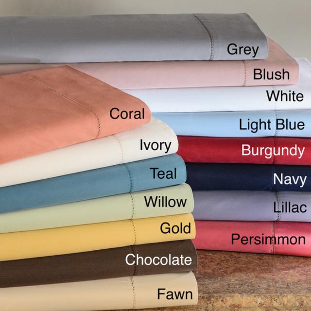 Hemstitch 400 Thread Count Sateen Cotton Sheet Set Burgundy