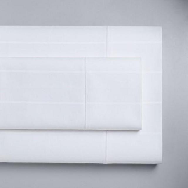 Simply Vera Vera Wang WHITE STRIPE Supima Cotton 600 Thread Count QUEEN Sheet Set