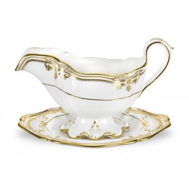 Spode Stafford White Sauce Boat & Stand