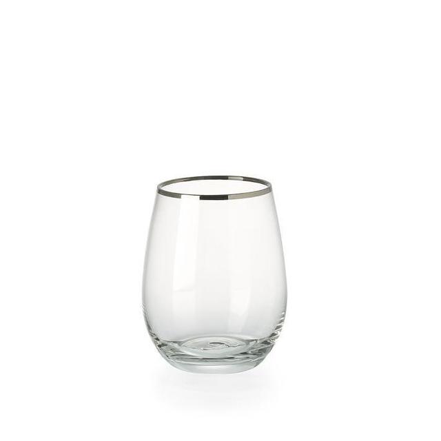 Stemless Wine Glass - Platinum Rimmed (Set of 4)