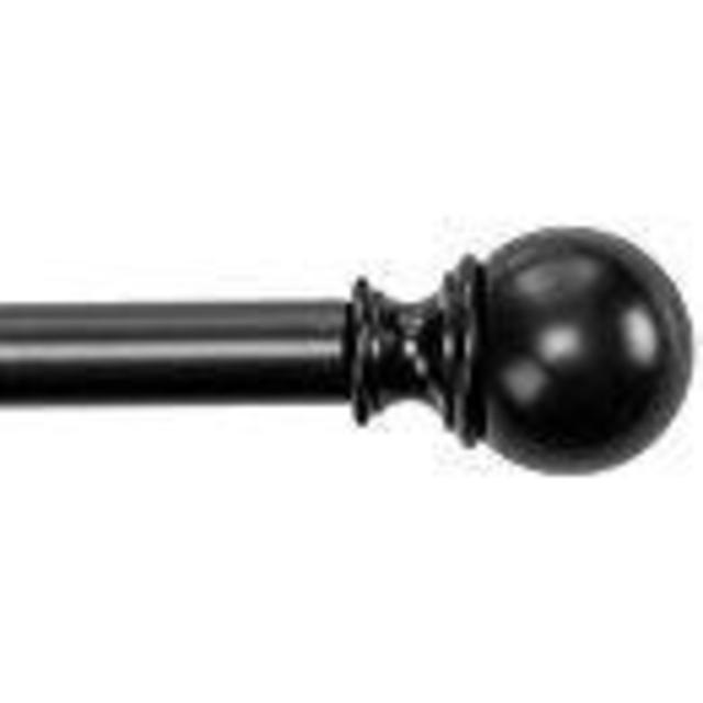 AmazonBasics 1" Curtain Rod with Round Finials, 72" to 144", Black