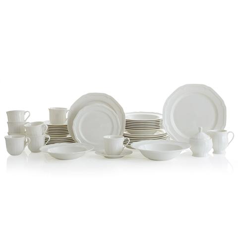 Antique White 45 Piece Dinnerware Set with Serving Accessories