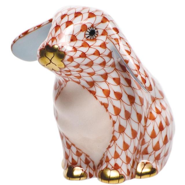 Herend Sitting Lop Ear Bunny Rust Fishnet