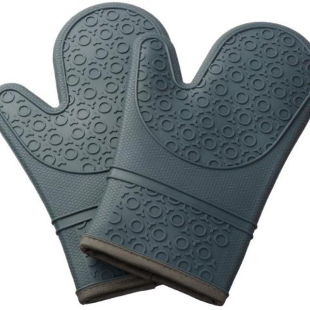 Kuuk Silicone Oven Mitts/Gloves with Non-slip Grip (1 Pair) (Grey)