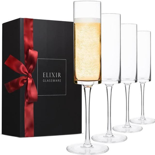 Champagne Flutes, Edge Champagne Glass Set of 4