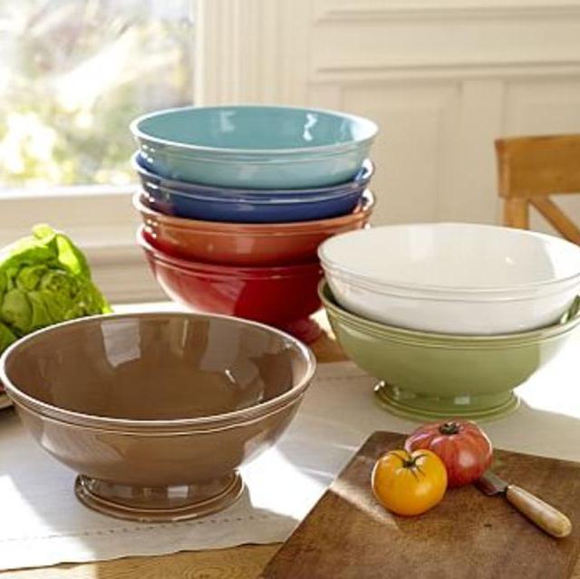 Pottery Barn Cambria Footed Serve Bowl (Stone)