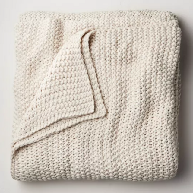 Chunky Knit Bed Blanket in Natural - Casaluna™