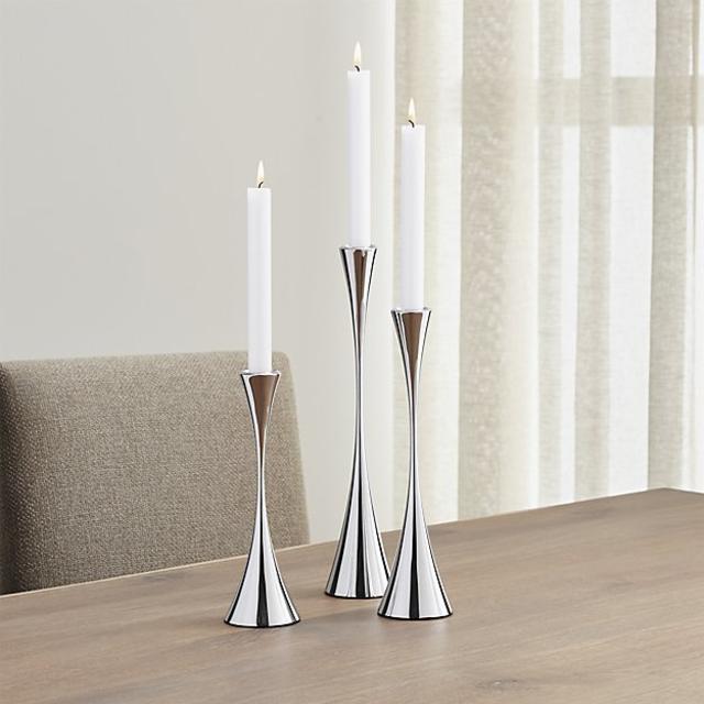 3-Piece Mirrored Stainless Steel Candle Holder Set