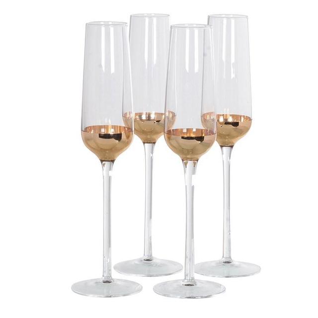 Set of 4 Copper Base Champagne Flutes