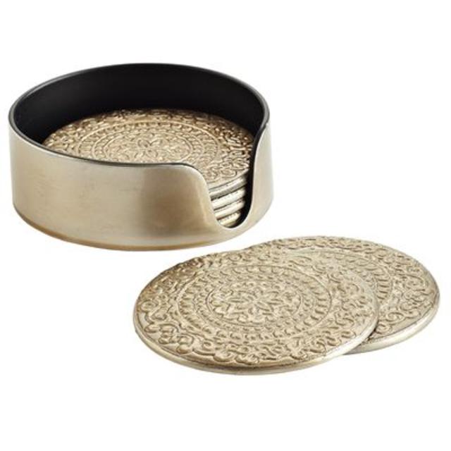 Champagne Embossed Coaster Set