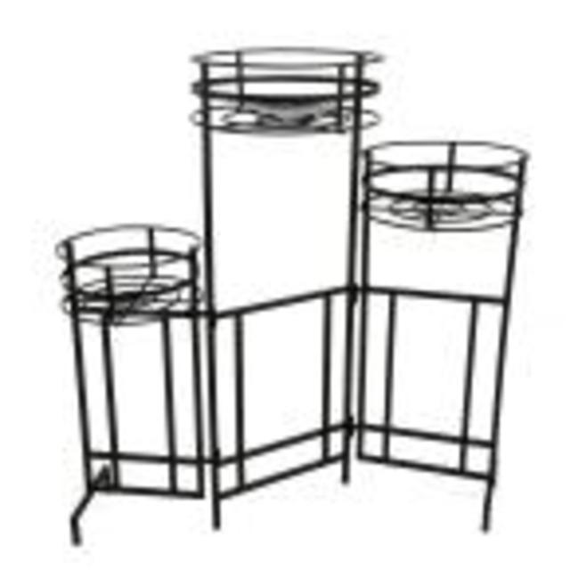 Mission Pro 9 in. Dia Black Steel 3-Tier Plant Stand