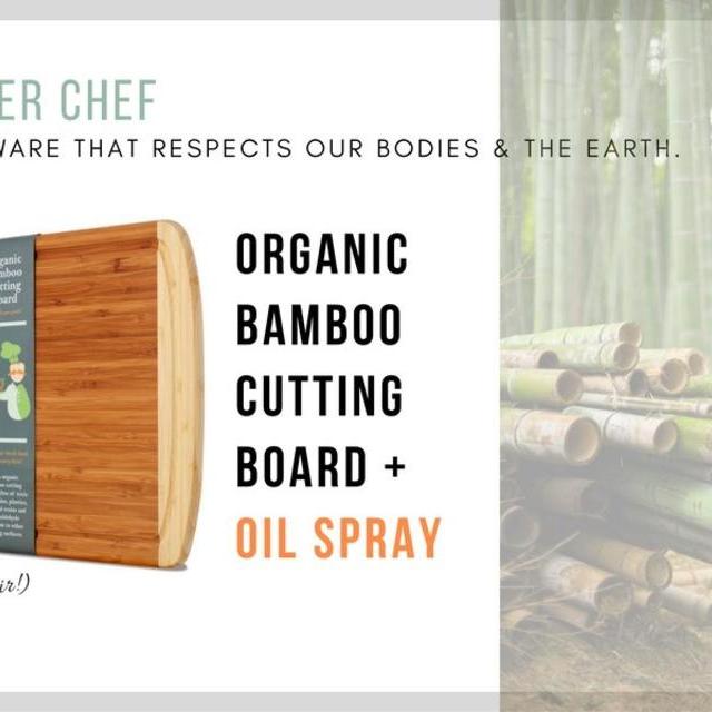 Greener Chef Bamboo Cutting Board and Oil Set - Extra Large Organic Wooden Chopping Board and Butcher Block Oil Spray