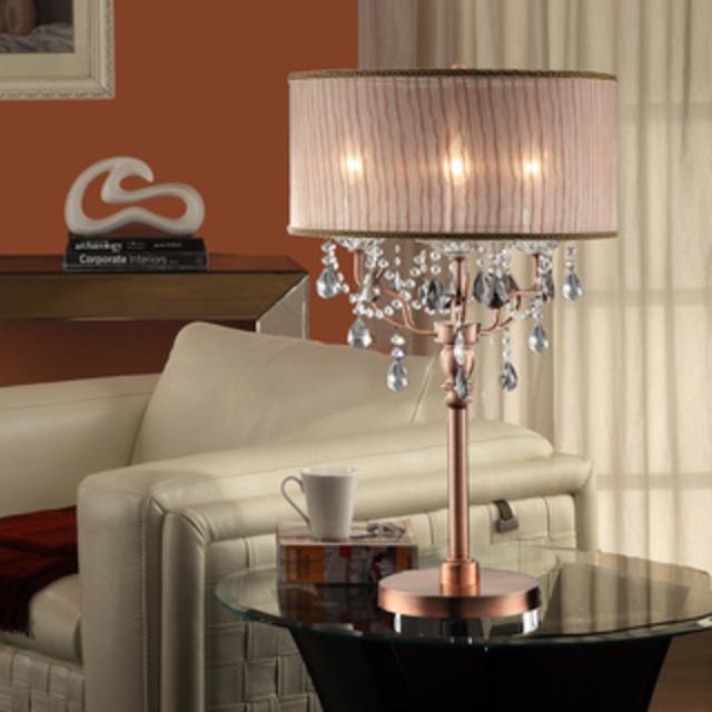 TRIBECCA HOME Silver Mist 3-light Crystal Chrome Table Lamp