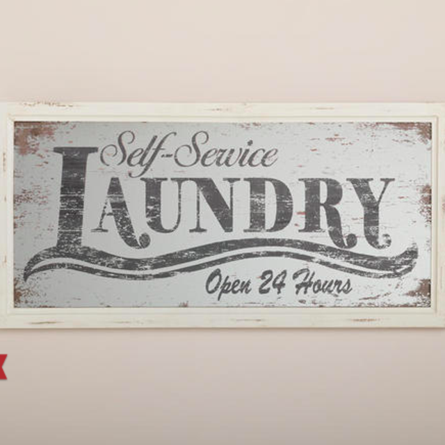 "Self-Service Laundry" Printed Mirror