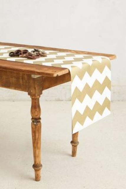 Gilt Chevron Paper Table Runner