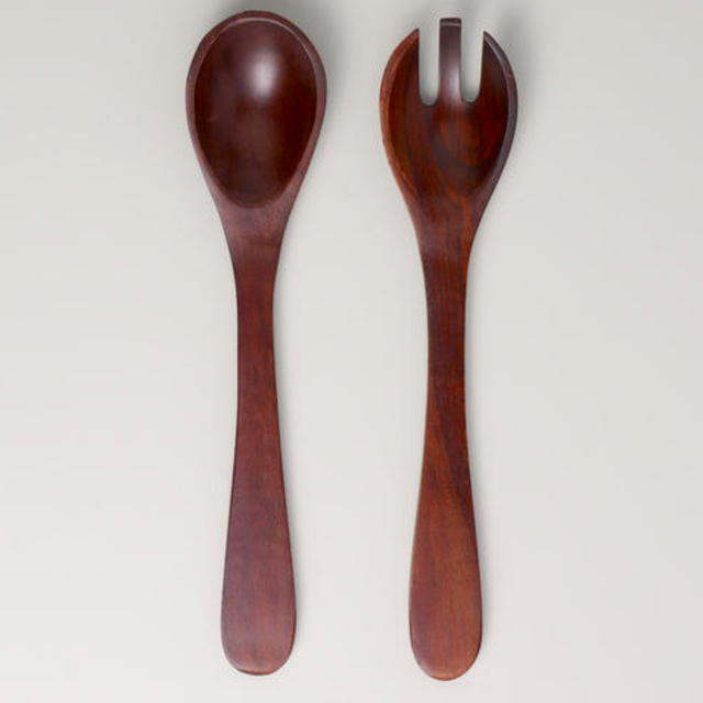 Angled Wood Salad Servers, Set of 2