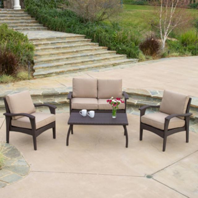 Christopher Knight Home Santa Lucia 4-piece Brown Conversation Set