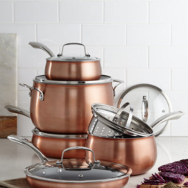 Belgique Copper Translucent 11-Piece Cookware Set, Created for Macy's