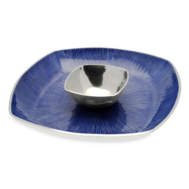 Simplydesignz Bodoni 2-Piece 14-Inch Chip & Dip Set In Arctic Blue