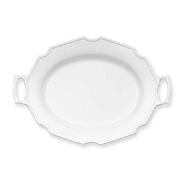 Antique White Large Platter with Handles