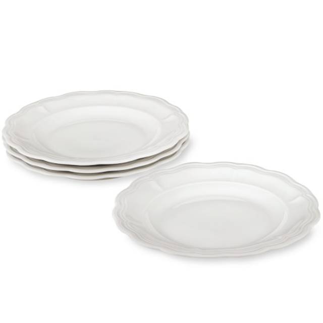 Pillivuyt Queen Anne Porcelain Dinner Plates, Set of 4