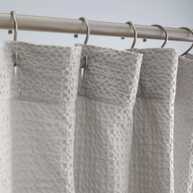 Organic Luxe Waffle Shower Curtain in Light Grey