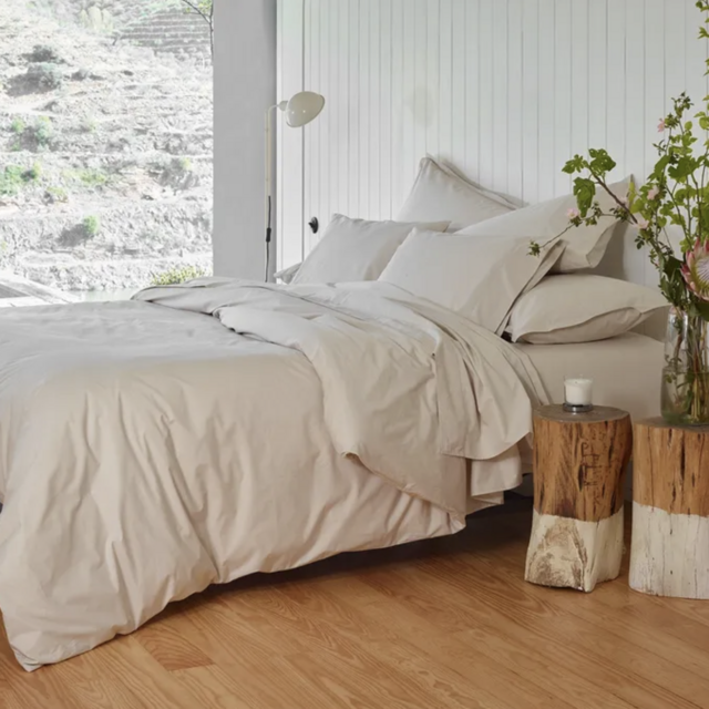 Percale Queen Sheet Set in Oatmeal