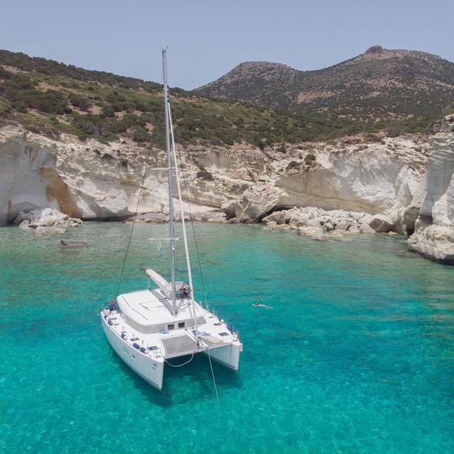 Catamaran day trip around Milos island