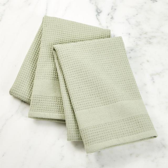 Set of 2 Waffle-Terry Sage Dish Towels