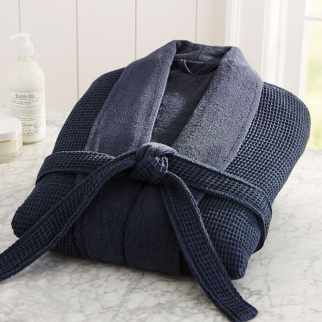 Waffleweave Resort Robe, Navy, Med