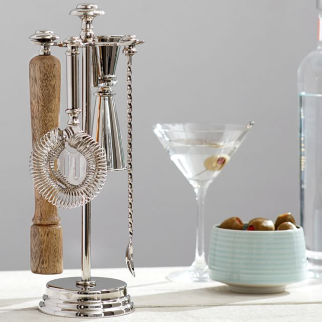 Harrison Bar Tool Set (stand, double jigger, strainer, bar spoon, muddler)