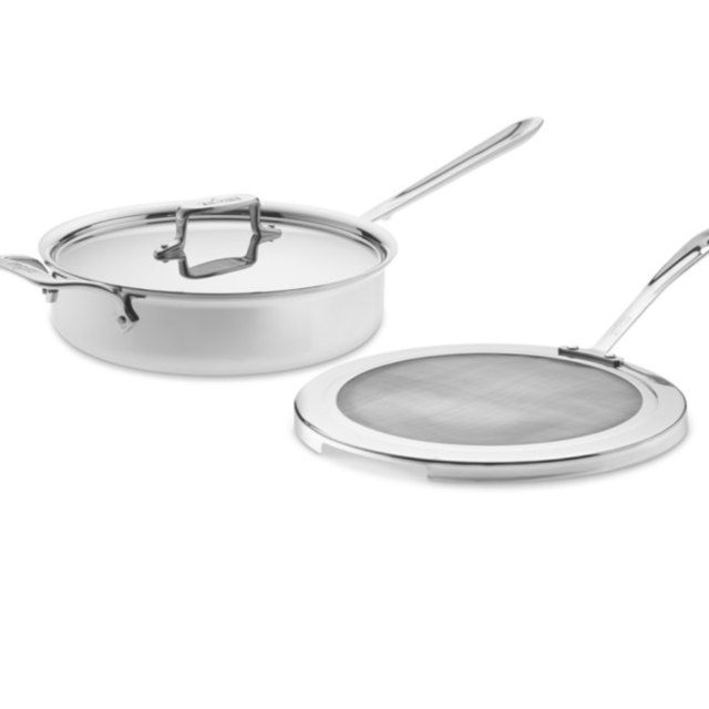 All-Clad d5 Stainless-Steel 4-Qt. Deep Sauté Pan with Splatter Screen