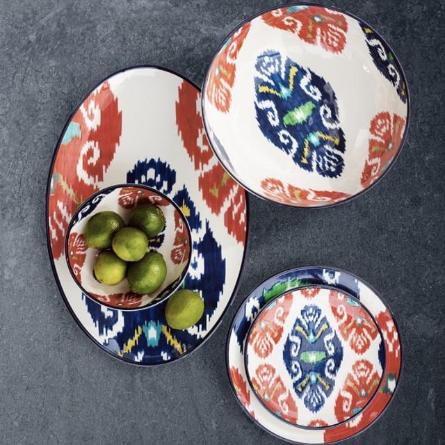 Ikat Melamine Dinnerware Collection - Salad Plates, Set of 4