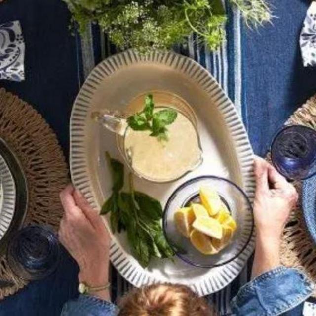 Juliska Sitio Stripe Indigo 17" Serving Platter